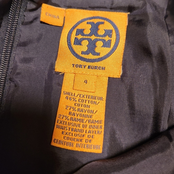 Tory Burch Navy Tweed Pencil Skirt Size 4 | Cotton Ramie Midi Knee Length Small - Picture 2 of 10